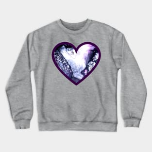 Icy Blue/Purple Paint Pour Heart Crewneck Sweatshirt